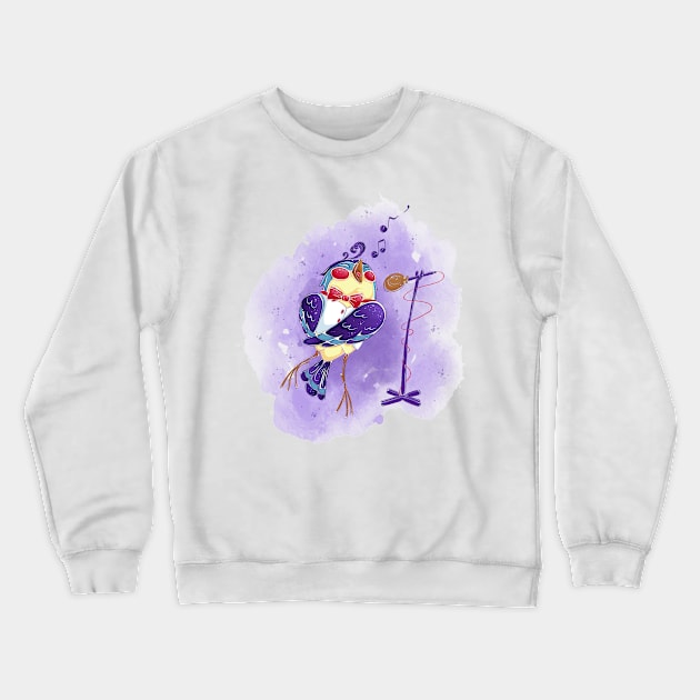 bird vest sing into microphone Crewneck Sweatshirt by Mako Design 